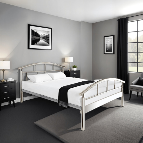 Houston Chrome Metal Bed Frame