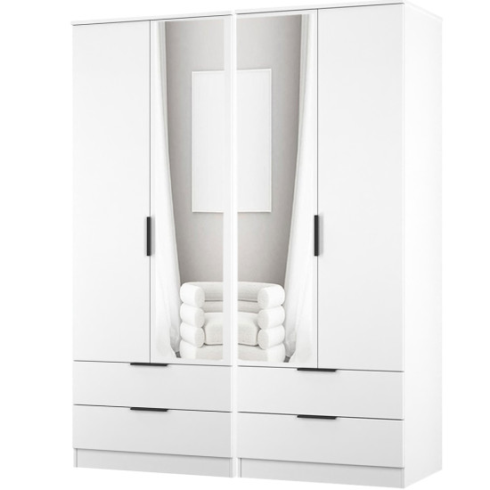 Erin Tall 4 Door 4 Drawer Mirror Wardrobe