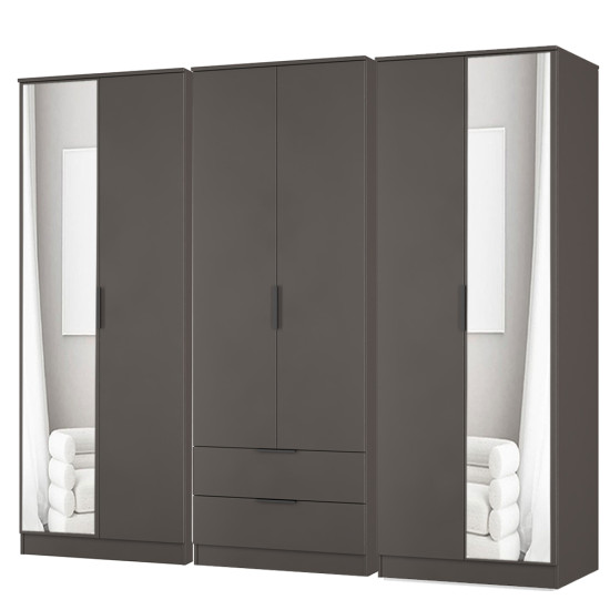 Erin Tall 6 Door 2 Drawer Mirrored Wardrobe