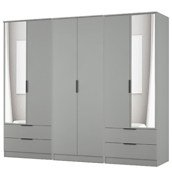 Erin Tall 6 Door 4 Drawer Mirrored Wardrobe