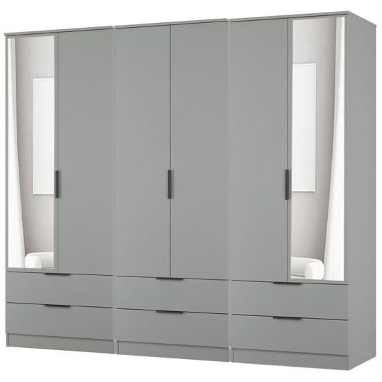 Erin Tall 6 Door 6 Drawer Mirrored Wardrobe