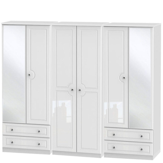 Liberty 6 Door 4 Drawer Mirrored Wardrobe