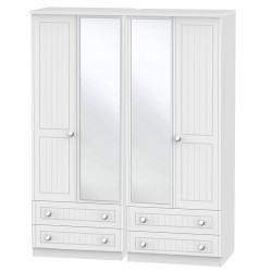 Miami 4 Door 4 Drawer Mirrored Wardrobe