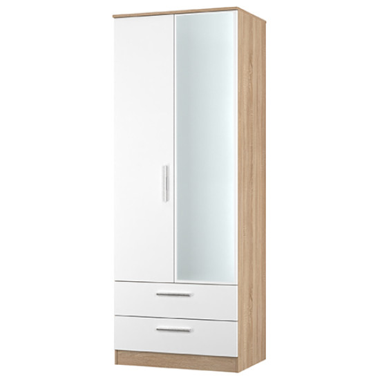 Mono 2 Drawer Mirrored Wardrobe
