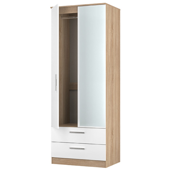 Mono 2 Drawer Mirrored Wardrobe