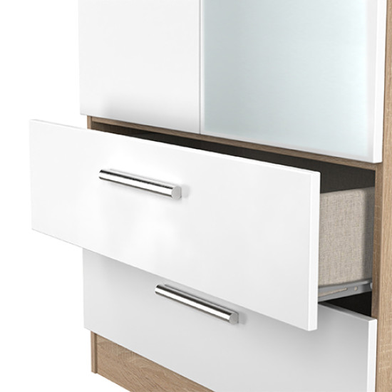 Mono 2 Drawer Mirrored Wardrobe