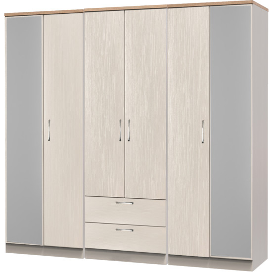 Siena 6 Door 2 Drawer Mirrored Wardrobe