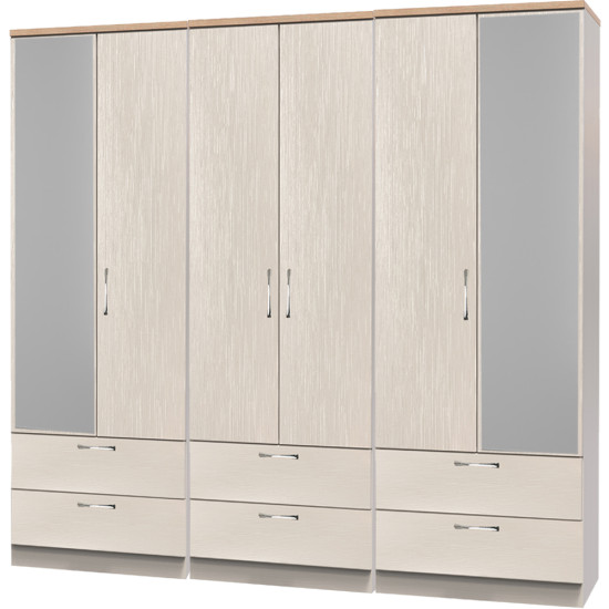 Siena 6 Door 6 Drawer Mirrored Wardrobe