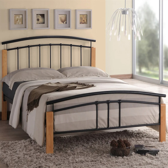 Tetras Black with Wood Metal Bedframe