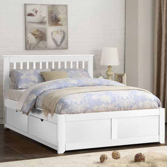 Pentre White Drawers Wooden Bedframe