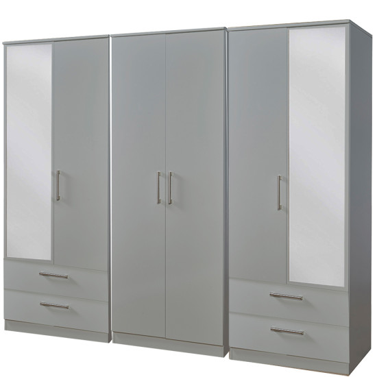 Destiny 6 Door 4 Drawer Mirrored Wardrobe
