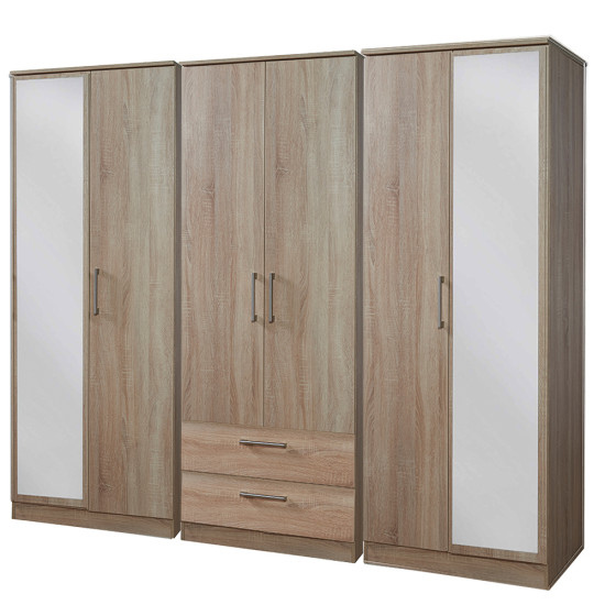 Destiny 6 Door 2 Drawer Mirrored Wardrobe