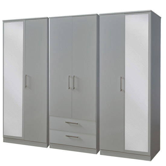 Destiny 6 Door 2 Drawer Mirrored Wardrobe