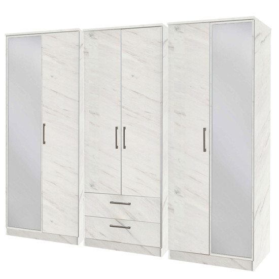 Destiny 6 Door 2 Drawer Mirrored Wardrobe