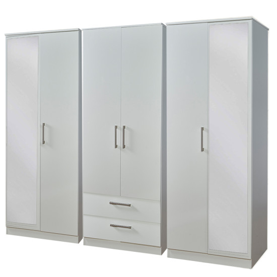Destiny 6 Door 2 Drawer Mirrored Wardrobe
