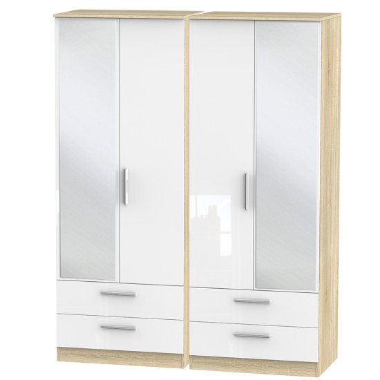 Mono 4 Door 4 Drawer Mirrored Wardrobe