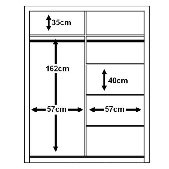 Maine White 120cm Sliding Wardrobe