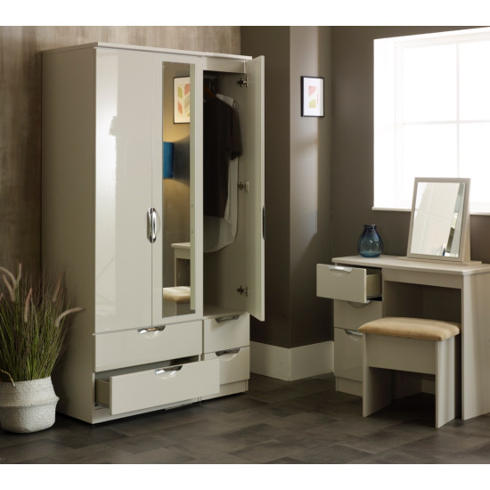Canterbury 4 Door 2 Drawer Mirrored Wardrobe