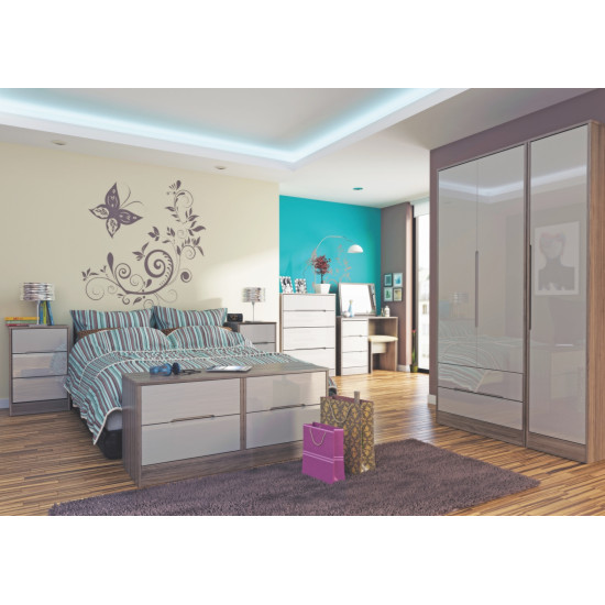 Munich Tall 3 Door 2 Drawer Mirror Wardrobe