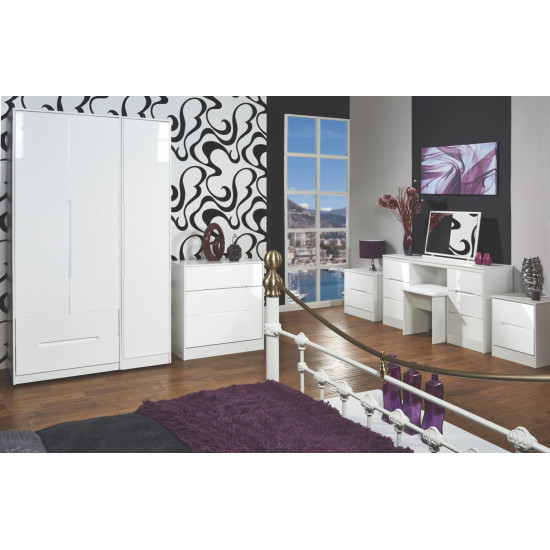 Munich Tall 3 Door 2 Small Drawer Mirror Wardrobe
