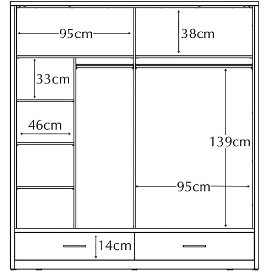 Arizona Black 200cm Sliding Wardrobe