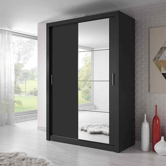 Alaska Black 150cm Sliding Wardrobe