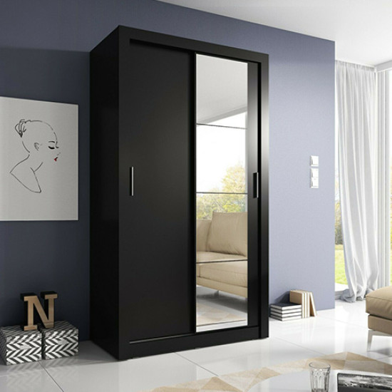 Maine Black 120cm Sliding Wardrobe
