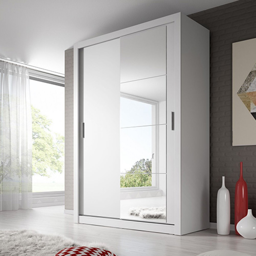 Maine White 120cm Sliding Wardrobe by Sleep Systems UK | Quick Delivery