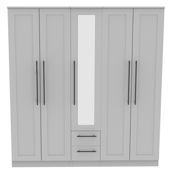 Kingston 5 Door 2 Drawer Centre Mirrored Wardrobe 