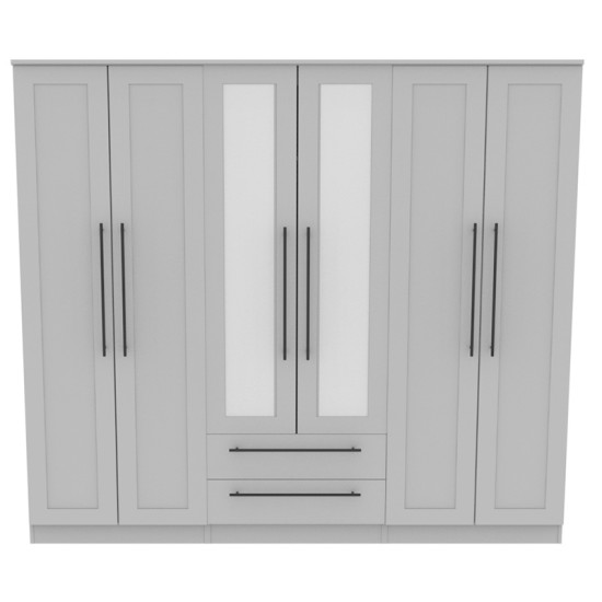 Kingston 6 Door 2 Drawer Centre Mirrored Wardrobe 