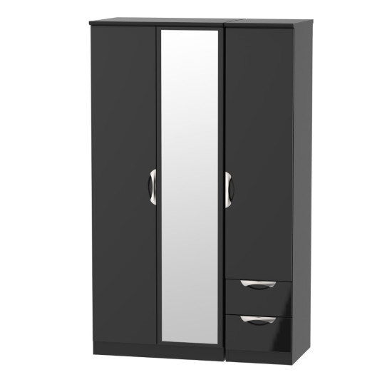 Canterbury 3 Door 2 Small Drawer Mirror Wardrobe