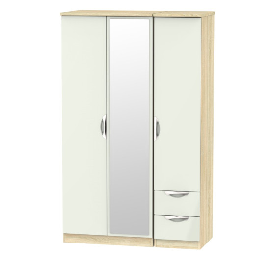 Canterbury 3 Door 2 Small Drawer Mirror Wardrobe