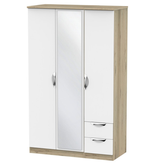 Canterbury 3 Door 2 Small Drawer Mirror Wardrobe