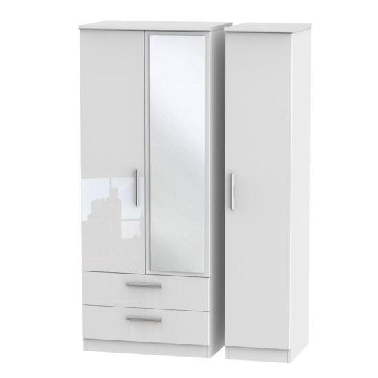 Michigan 3 Door 2 Drawer Mirror Wardrobe