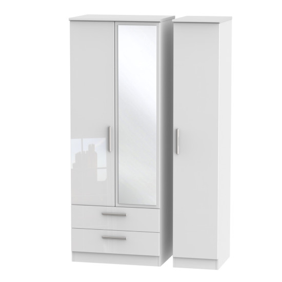 Michigan Tall 3 Door 2 Drawer Mirror Wardrobe
