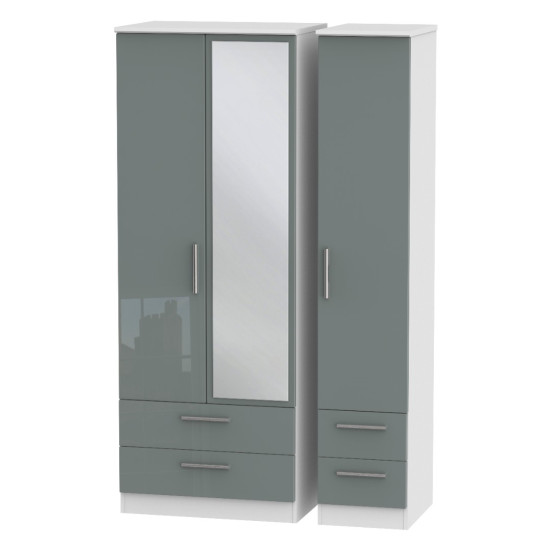 Michigan Tall 3 Door 4 Drawer Mirror Wardrobe