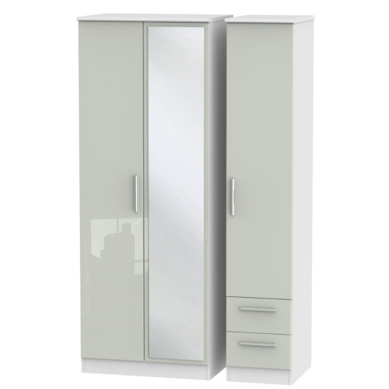 Michigan 3 Door 2 Small Drawer Mirror Wardrobe