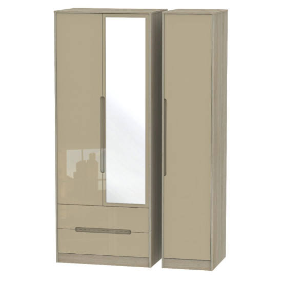 Munich Tall 3 Door 2 Drawer Mirror Wardrobe