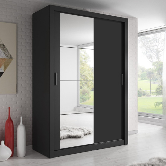 Maine Black 120cm Sliding Wardrobe