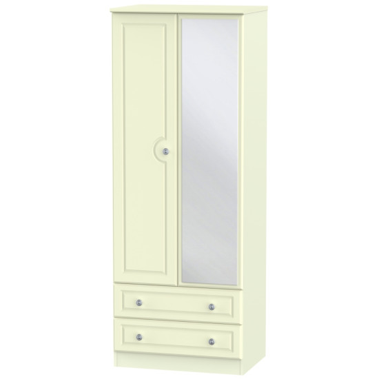 Snowdon Tall 2 Drawer Mirrored Wardrobe