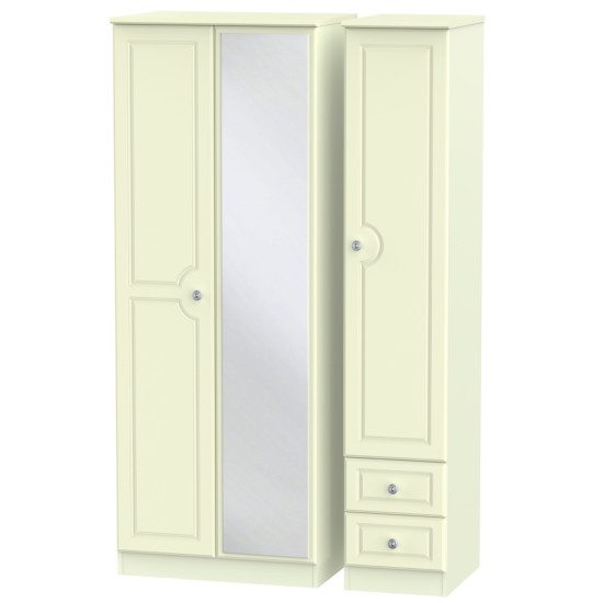 Snowdon Tall 3 Door Mirrored with Drawers Wardrobe