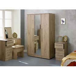 Harlech Tall 3 Door 2 Drawer Mirrored Wardrobe