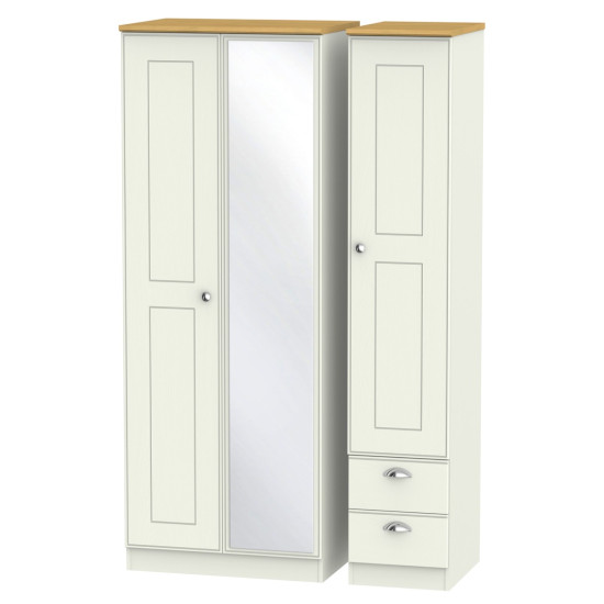 Verona Tall 3 Door 2 Small Drawer Mirror Wardrobe