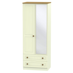 Cottage Tall 2 Drawer Mirrored Wardrobe