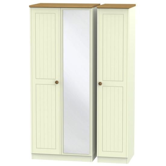Cottage 3 Door Mirrored Wardrobe