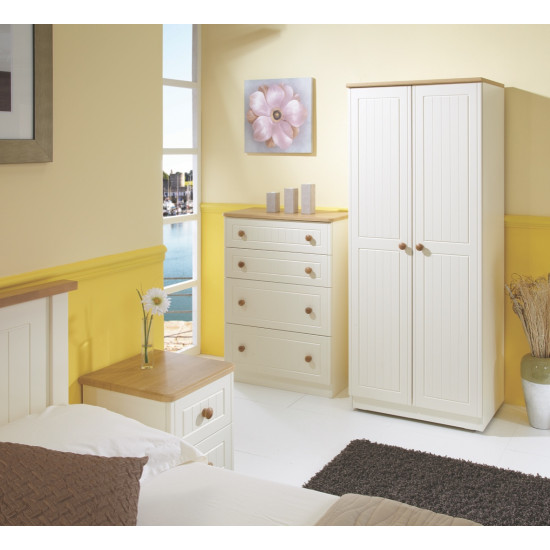 Cottage 3 Door 2 Small Drawers Mirrored Wardrobe