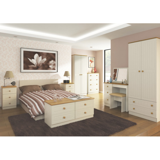 Cottage 3 Door 2 Small Drawers Mirrored Wardrobe