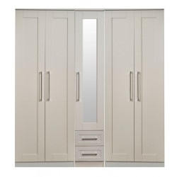 Duke 5 Door 2 Drawer Mirrored Wardrobe