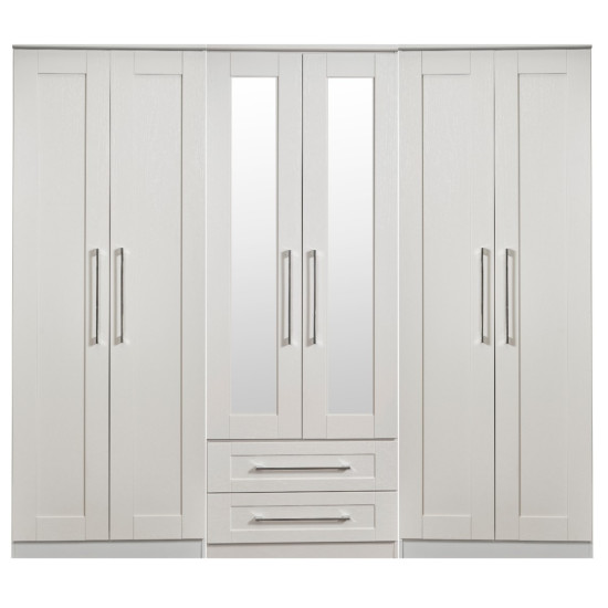 Duke Tall 6 Door 2 Drawer Mirrored Wardrobe