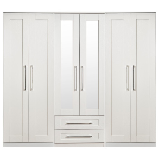 Duke Tall 6 Door 2 Drawer Mirrored Wardrobe